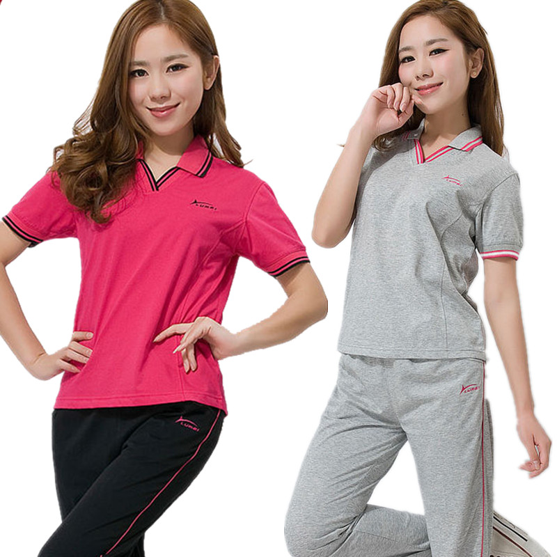 包邮鲁美女士休闲套装夏季韩版女短袖运动服运动套装短袖长裤202