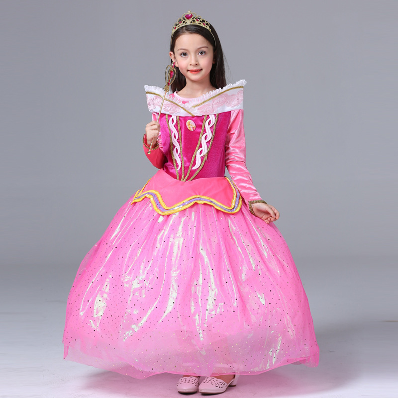 女童裙艾洛公主礼服裙表演裙子睡美人冰雪奇缘公主裙迪士尼舞台剧