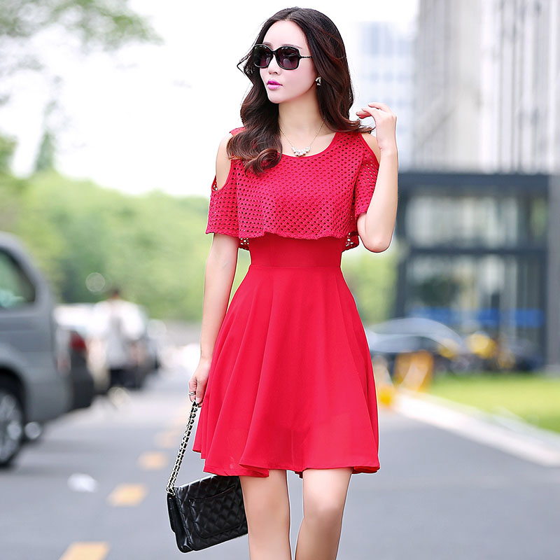 连衣裙女装新款夏季时尚韩版潮流性感适合各种场半露肩女裙