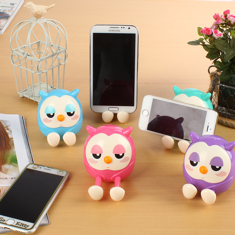 新款韩国创意手机座桌面可爱猫头鹰懒人手机支架托架多功能储蓄罐