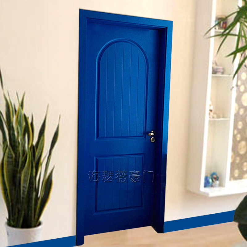 海瑟薇豪门时尚地中海式蓝色木门简欧式实木复合烤漆门室内门包邮