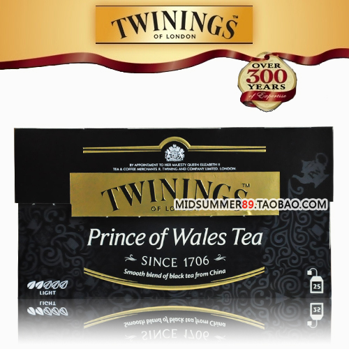 英国原装TWININGS(川宁)茶-威尔士王子红茶(25片)