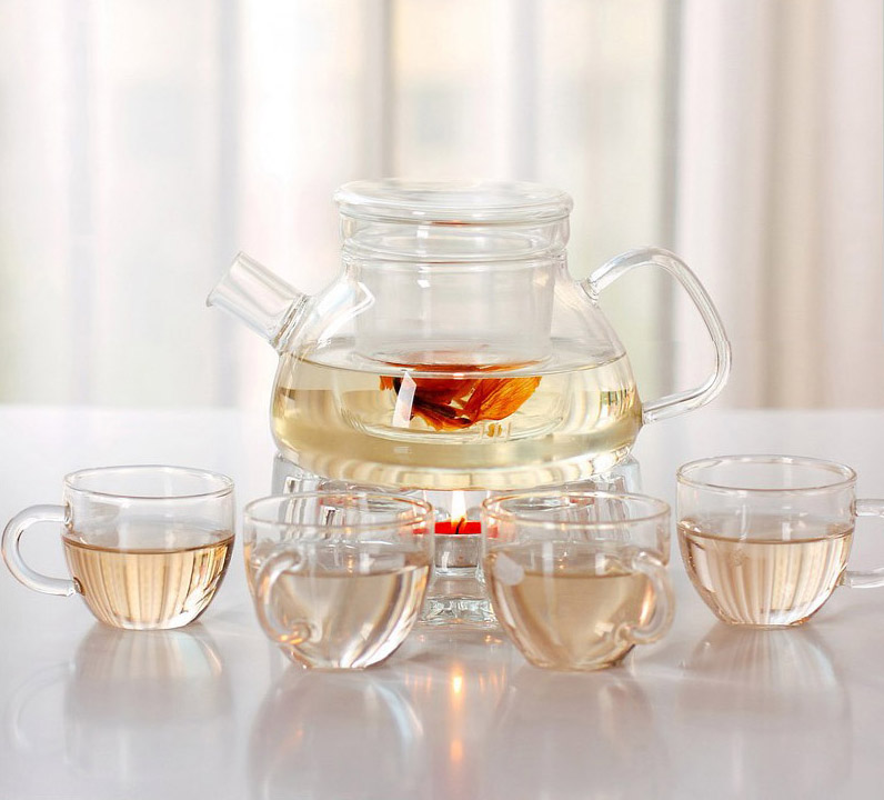耐热玻璃茶具花茶壶水壶北欧短嘴壶带过滤透明功夫茶具800ML容量