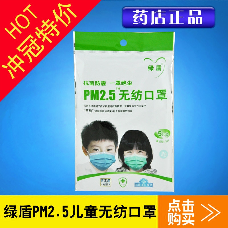 绿盾PM2.5儿童无纺口罩 5片装