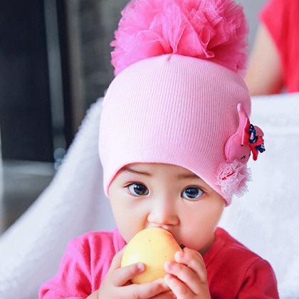 婴儿帽子春秋冬儿童棉质宝宝新生儿3-6-12个月1-2岁女童套头帽