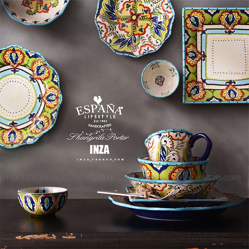 古捷克狂想。波西米亚手绘餐具创意杯子西餐盘子碟子陶瓷碗碟套装