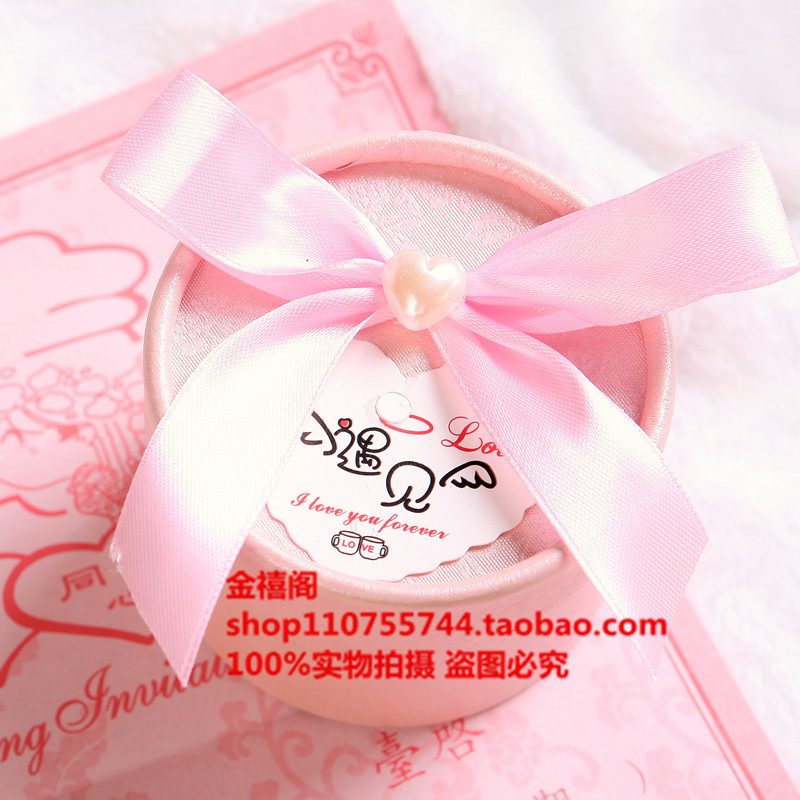 欧式 蝴蝶结 个性创意 喜糖盒 浪漫甜美 圆筒喜糖盒子 成品