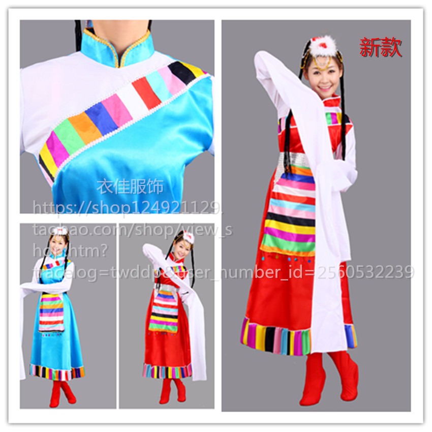 2015新款藏族舞蹈演出服女成人藏族水袖演出服装藏服民族表演服装