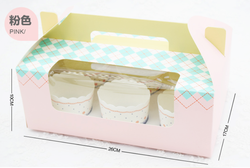 同安祺记烘焙 加厚透明开窗6杯手提蛋糕盒杯子蛋糕盒马芬盒带内托