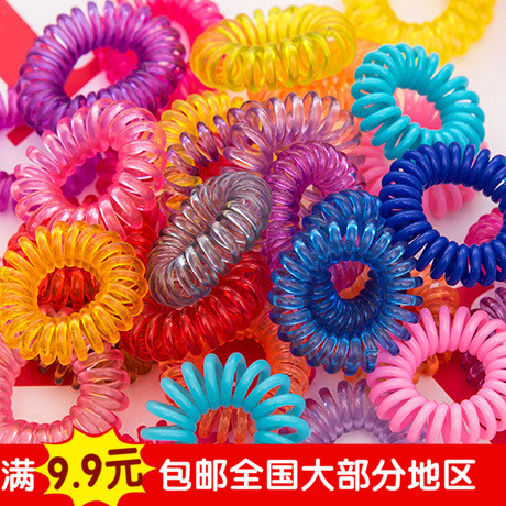 A01-1-06【1包100个】韩国热卖糖果色电话线发圈/头绳/发绳小号