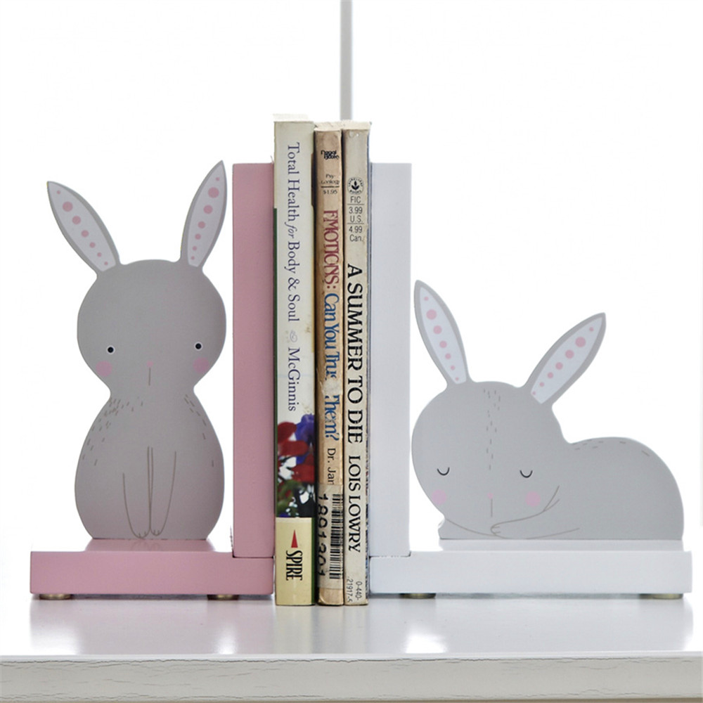 儿童房个性兔子立架书夹书档桌面档书板装饰书立1对居家办公书靠