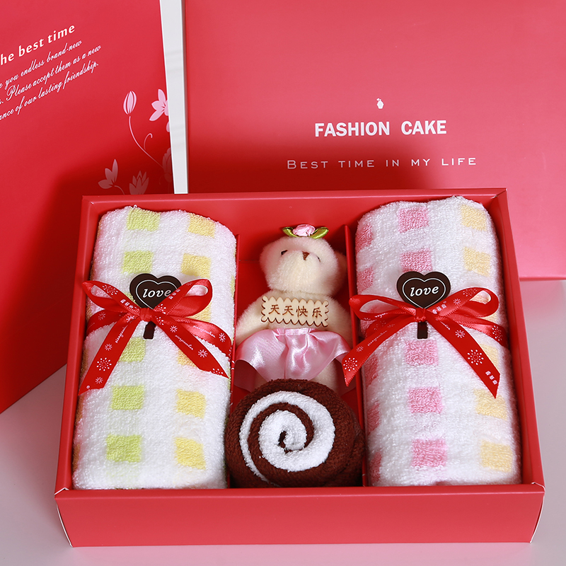 创意蛋糕毛巾礼盒实用送女友情侣礼品结婚生日满月周岁酒席回礼