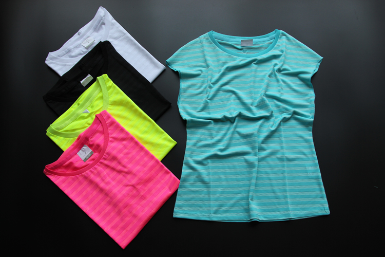 新款荧光色夜跑专业运动短袖 透气吸汗运动T恤