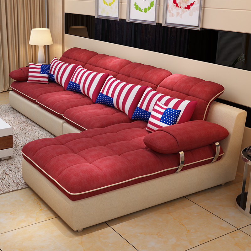 布艺沙发组合小户型 简约现代可拆洗转角贵妃布沙发客厅宜家家具