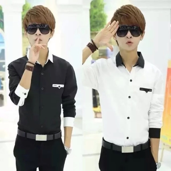 2015男士长袖衬衫男式款青少年外套韩版修身衬衣春装潮流男装上衣