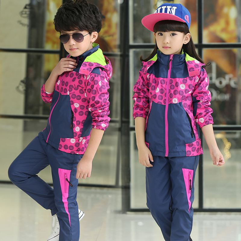 童装2015秋冬装中大童户外运动韩版男女童保暖冲锋衣儿童两件套装