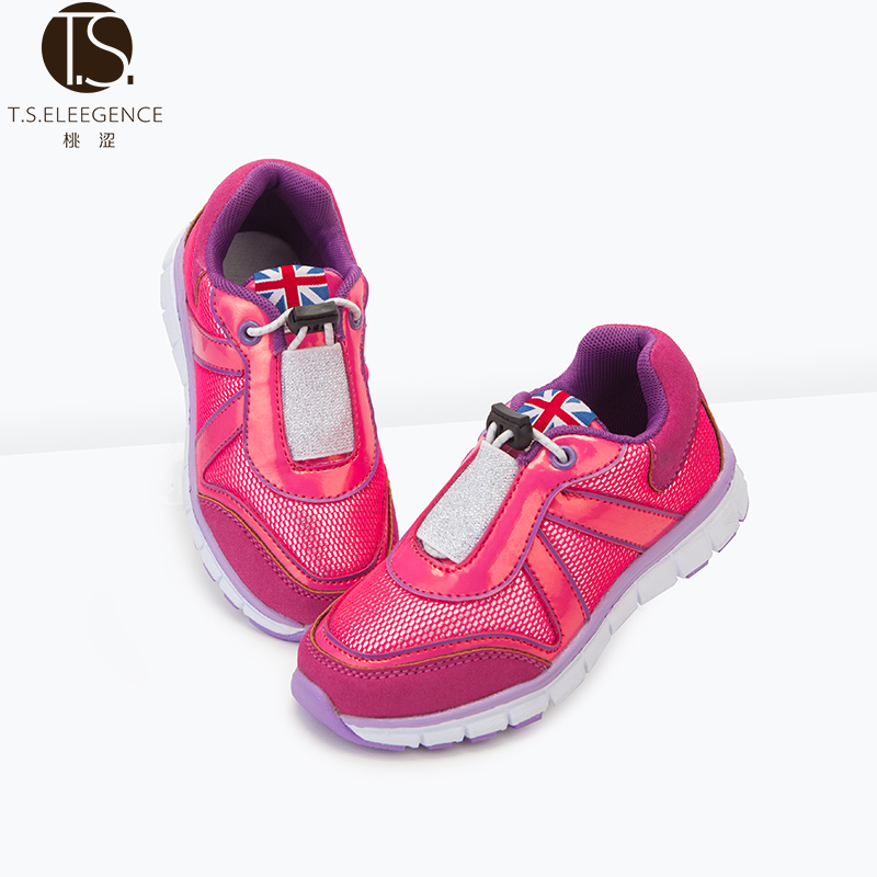 桃涩女童红色网面透气学生运动鞋韩版休闲单鞋轻便防滑舒适跑步鞋