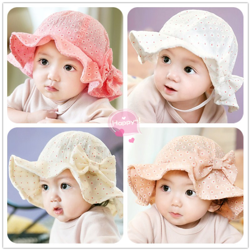 女宝宝婴儿童春夏遮阳帽子盆帽防晒荷叶边纯棉6-12个月1-2岁韩版