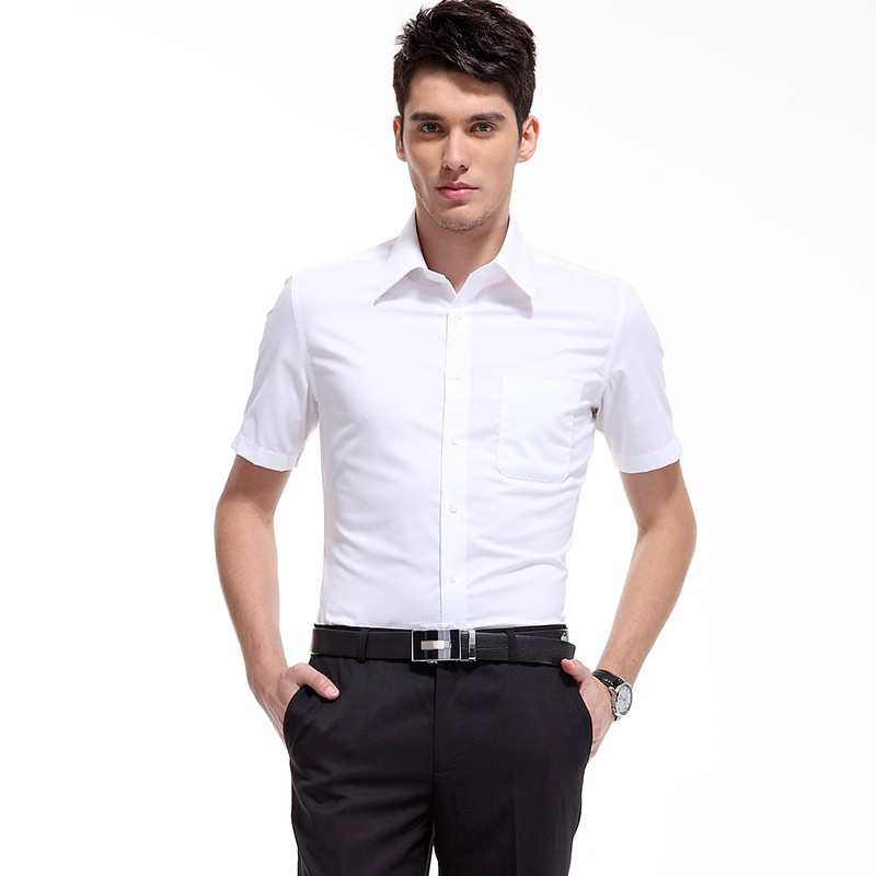 男士短袖衬衫商务正装韩版修身型职业工作服白色衬衣夏季新款