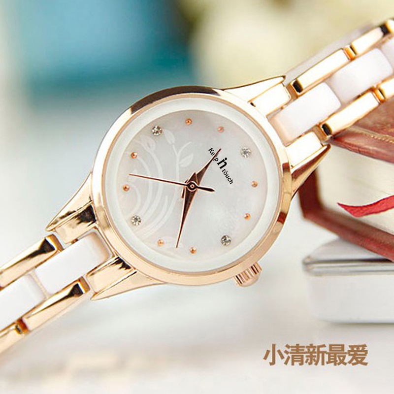 女士手表女学生韩版简约时尚陶瓷手链表石英防水女表潮流女生手表