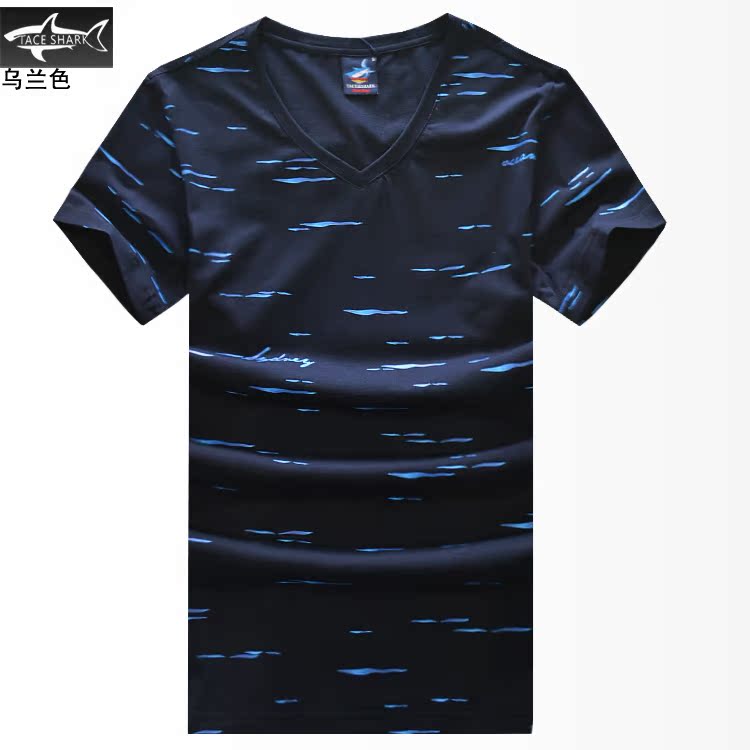 泰斯鲨鱼男士短袖t恤男装宽松印花上衣服装德国名品牌加大码男纯