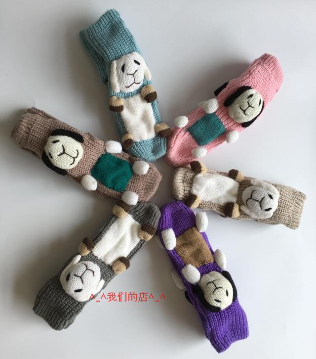成人保暖创意可爱毛线袜 圣诞节袜3D立体卡通防滑加厚地板袜 猫咪