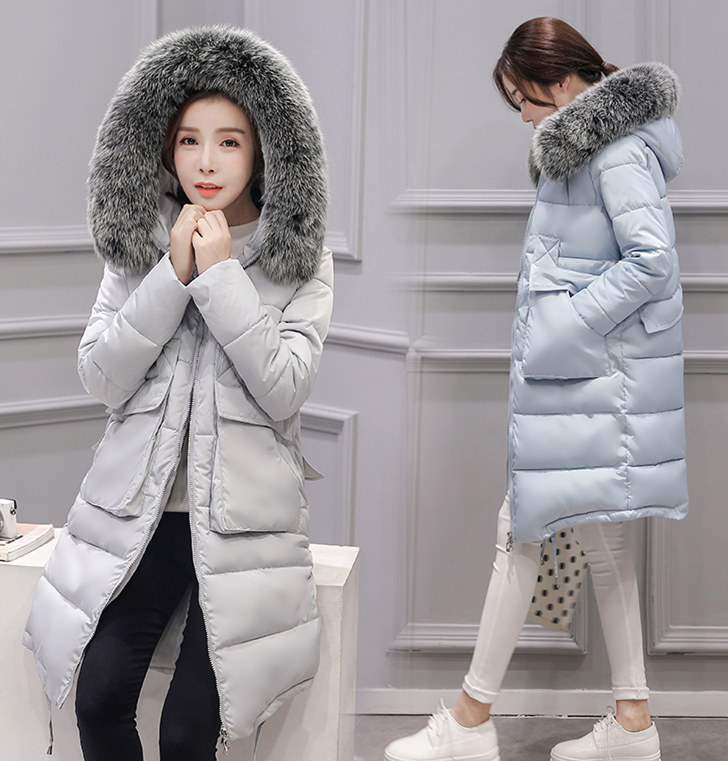 2016新款韩版长款大毛领羽绒棉衣女装加厚修身冬装棉服反季特价潮