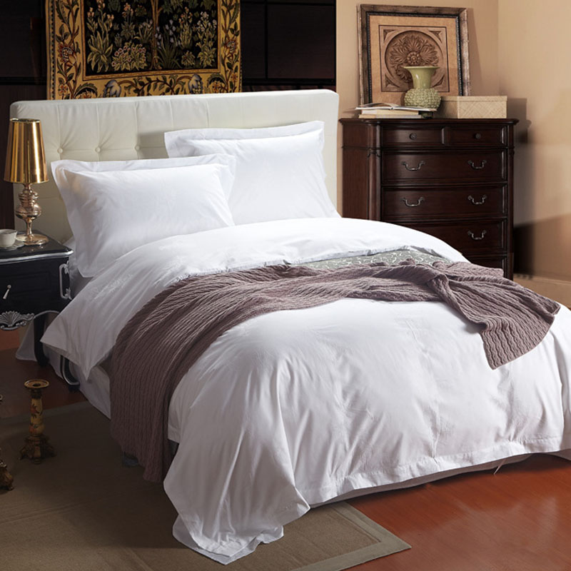 希尔顿酒店供 埃及棉纯白埃及棉四件套 全棉床品纯棉床单被套