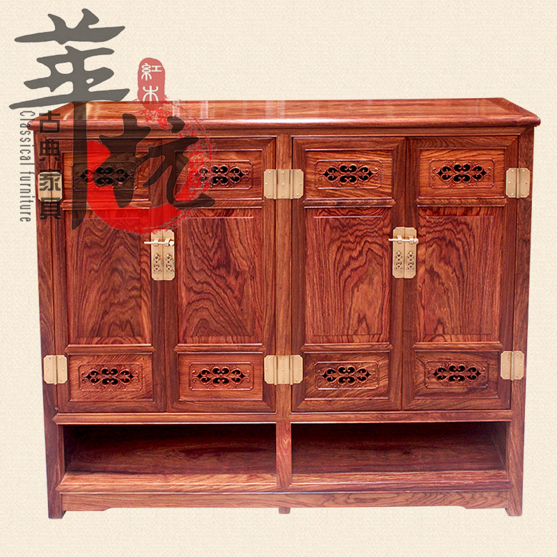 红木家具刺猬紫檀花梨木鞋柜对开门置物柜实木储物收纳柜抽屉