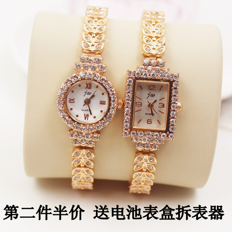 潮流时尚韩版气质水钻镶钻玫瑰金女士学生手链表奢华名媛石英手表