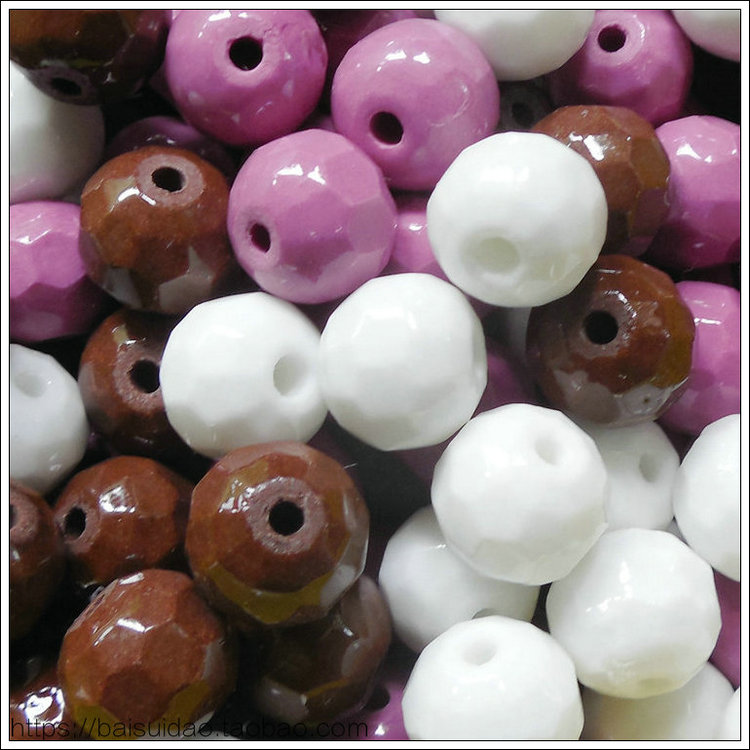 托玛琳珠子电气石赭锗石大地球形珠子DIY饰品散珠亮光高光上釉珠