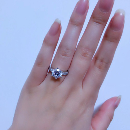正品1二3克拉仿真钻戒六爪钻石纯银镀金结婚情侣戒指指环女款饰品