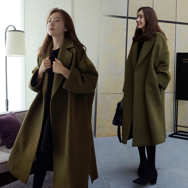 2016新款秋冬女装韩版中长款毛呢外套茧型加厚宽松呢子羊绒大衣潮