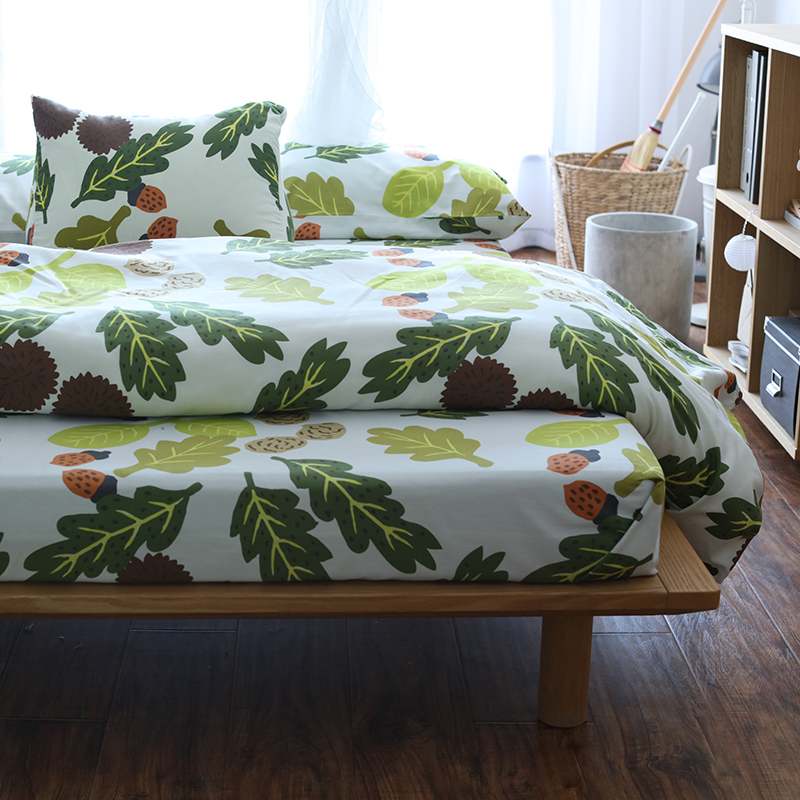 CASTLE GARDEN全棉斜纹美式四件套被套+床单+枕套组合 木的果实