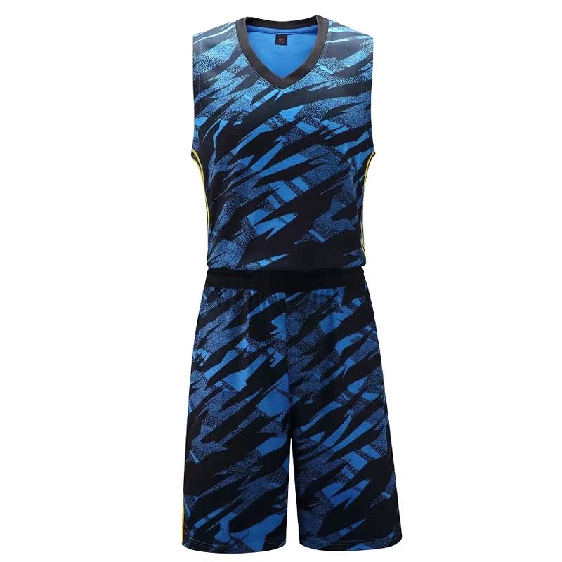 新款迷彩定制篮球服套装 男篮球训练衣 团购篮球服可定制印字印号