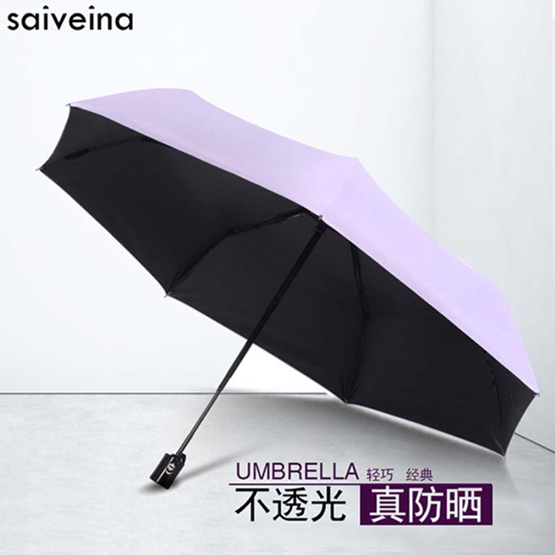赛维纳太阳伞女黑胶遮阳伞防晒防紫外线全自动折叠超轻小晴雨两用