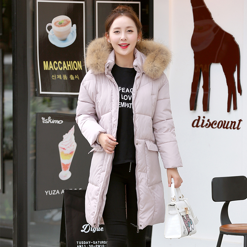 冬季新款韩版大毛领棉衣女装长款修身羽绒棉服加厚保暖外套防寒服