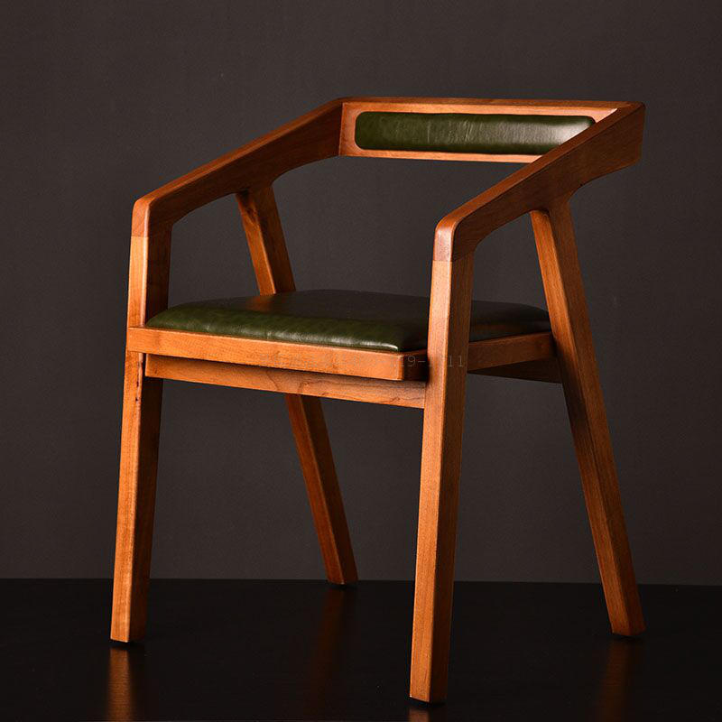 工厂批发 实木餐椅现代简约单人书房椅 休闲扶手时尚软包靠背椅子