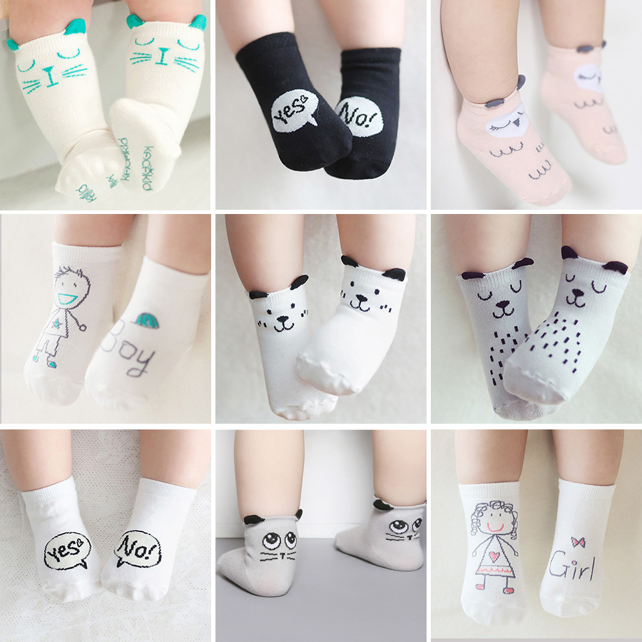 春秋男女儿童纯棉中筒袜子0-1-3岁宝宝防滑地板袜 6个月婴儿棉袜