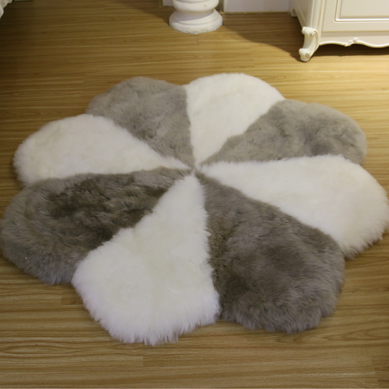定做澳洲羊皮羊毛梅花地毯纯羊毛地毯客厅茶几地毯卧室床边圆形毯