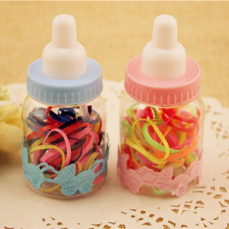 韩国不易断头绳儿童发饰品奶瓶装糖果色小皮筋发圈头绳