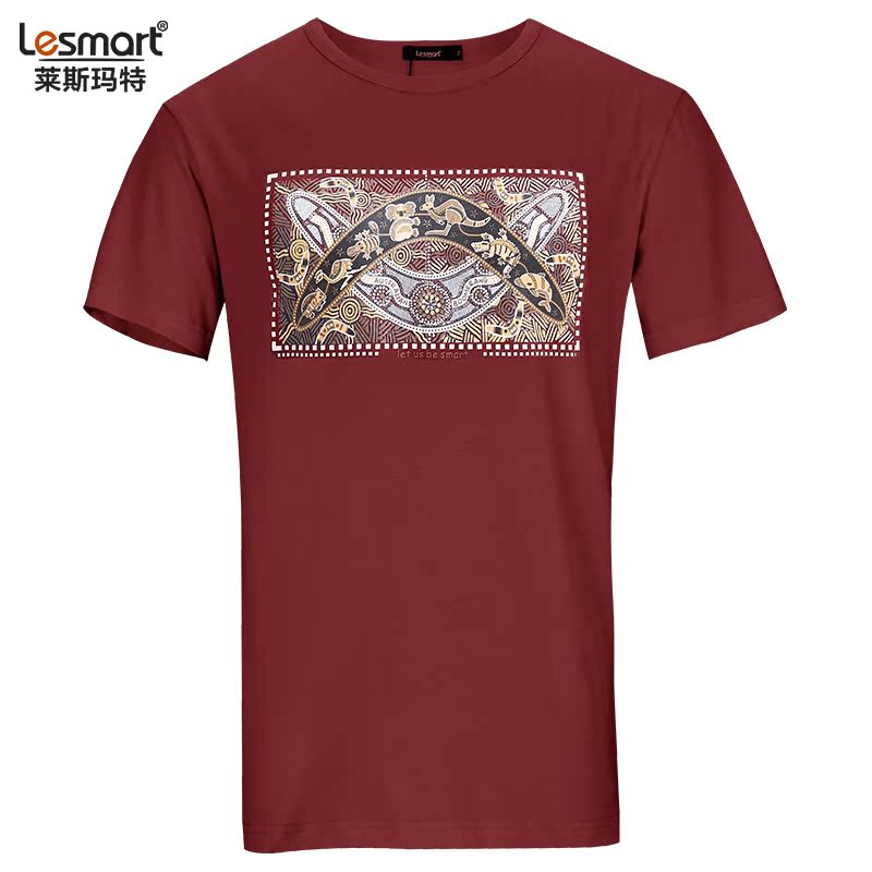 莱斯玛特lesmart 新款男士T恤修身纯棉短袖T恤古老文化印花T恤