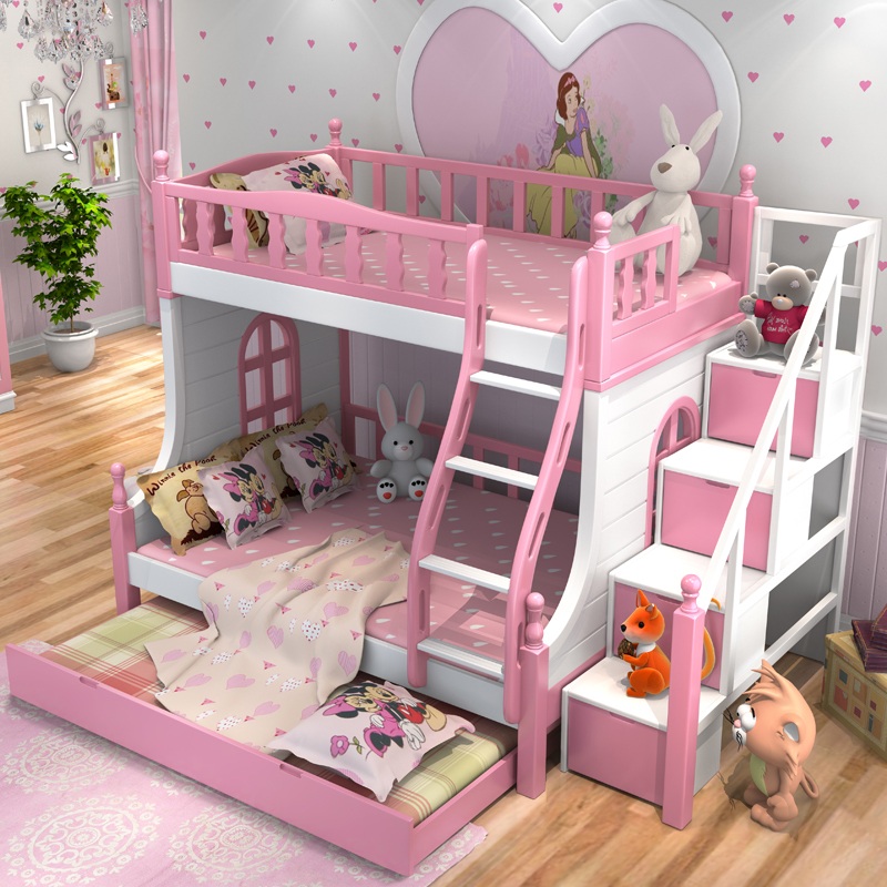 娇子乐园儿童床 多功能组合床 环保水性漆儿童套房 高低床子母床