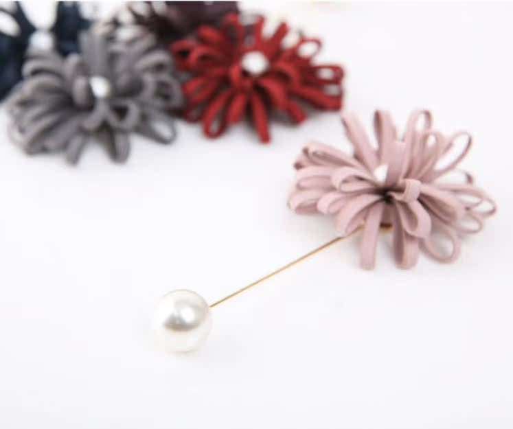 OKBA韩国进口正品代购 甜美花朵珍珠皮质雏菊胸针扣针韩版新款