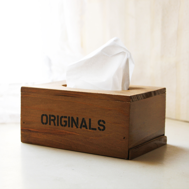 zakka杂货家居抽纸盒创意实木广告纸巾盒客厅车载木质抽纸盒包邮