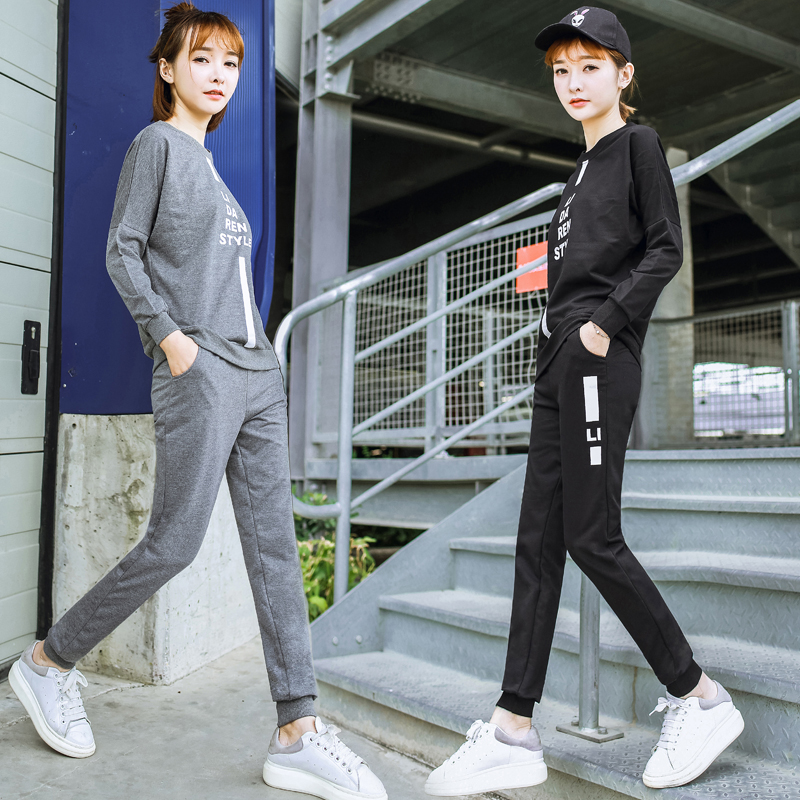 2016秋装新款韩版休闲运动套装女时尚学生蝙蝠袖卫衣两件套跑步服