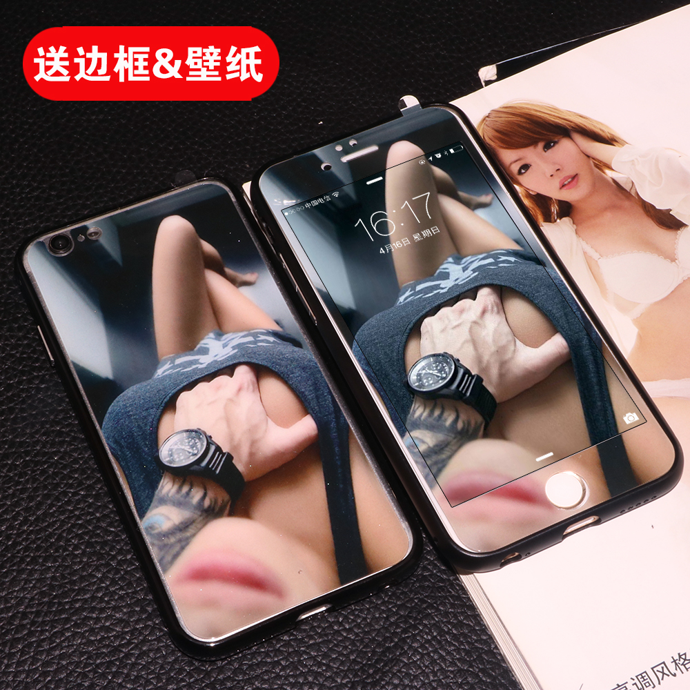 苹果6s钢化彩膜iphone6贴膜六代前后膜手机膜个性感美女全身边框7