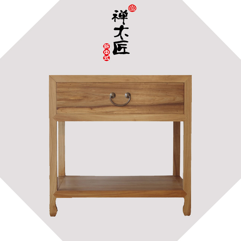 新中式实木床头柜沙发边柜装饰储物柜床边柜转角柜简约卧室抽屉柜