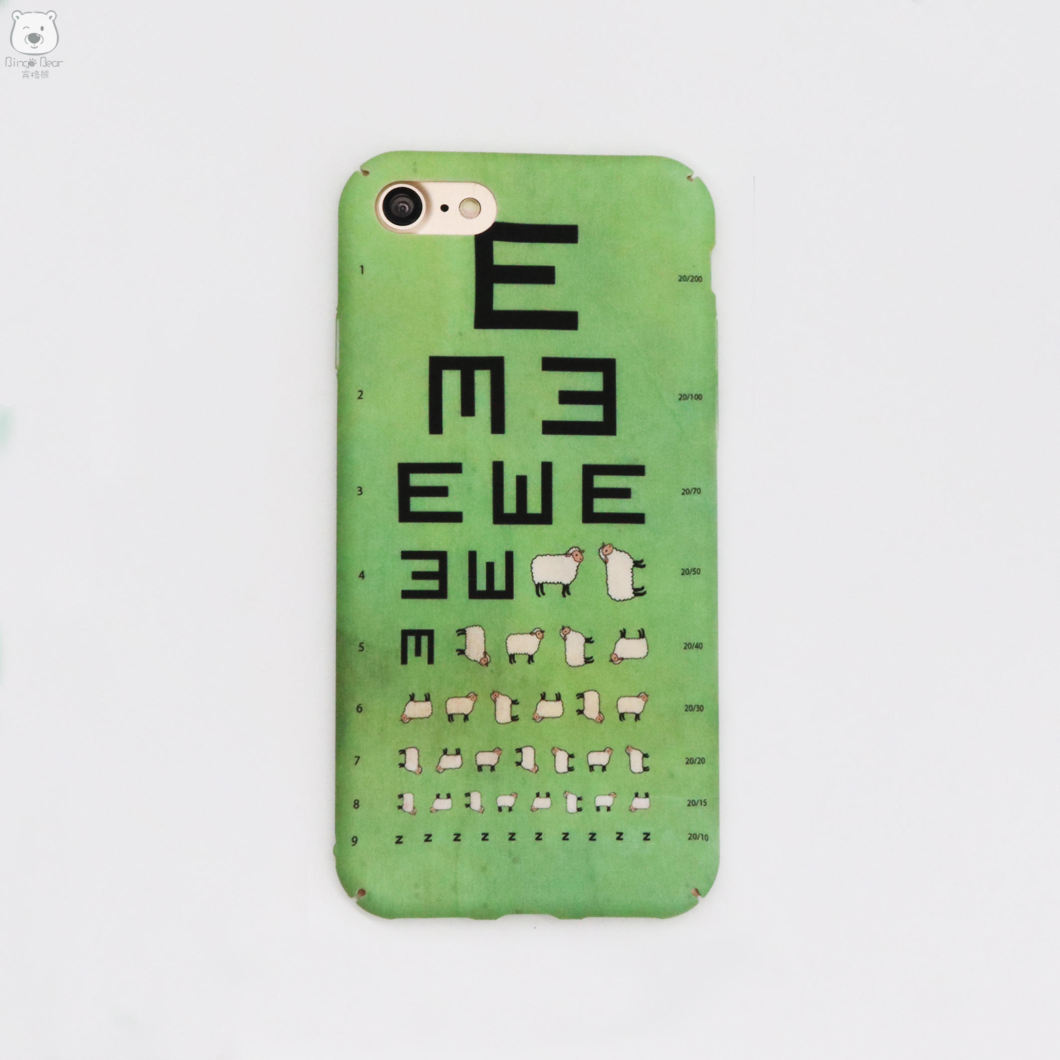 视力表手机壳7plus原创意小绵羊保护套苹果iphone6sp全包磨砂硬壳