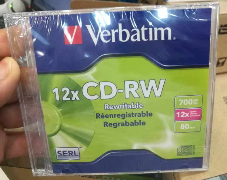 现货威宝可擦写CD-RW光盘 12X 单片装 刻录盘 空白刻录碟700M